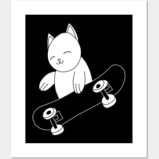 Silly Cat Skateboarding Posters and Art